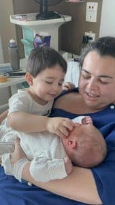 newborn and mum after c section birth