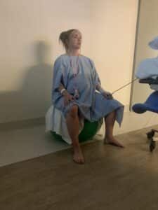Hypnobirthing mother on a birth ball