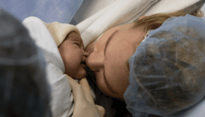 What happens during a caesarean birth?