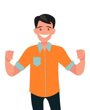 A happy man who has received good news. Vector illustration in cartoon style
